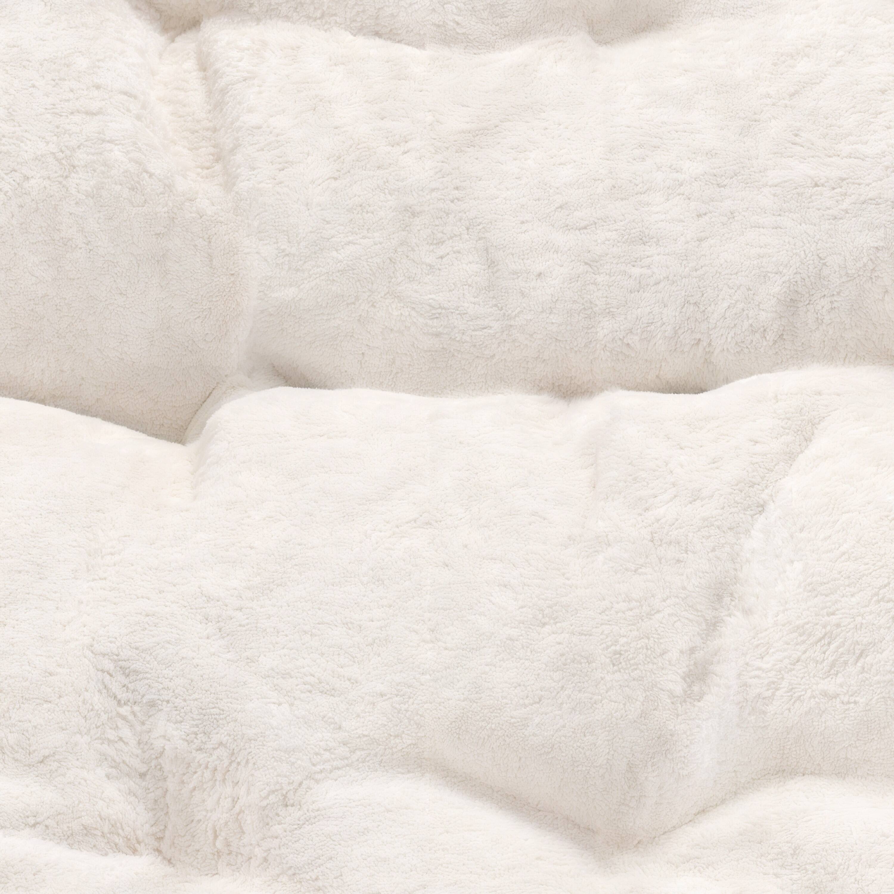 Alt View 10. Emma + Oliver - Aisling Oversized Folding Saucer Chair for Dorm, Bedroom - Ivory Faux Shearling Fabric/Soft Gold Frame.