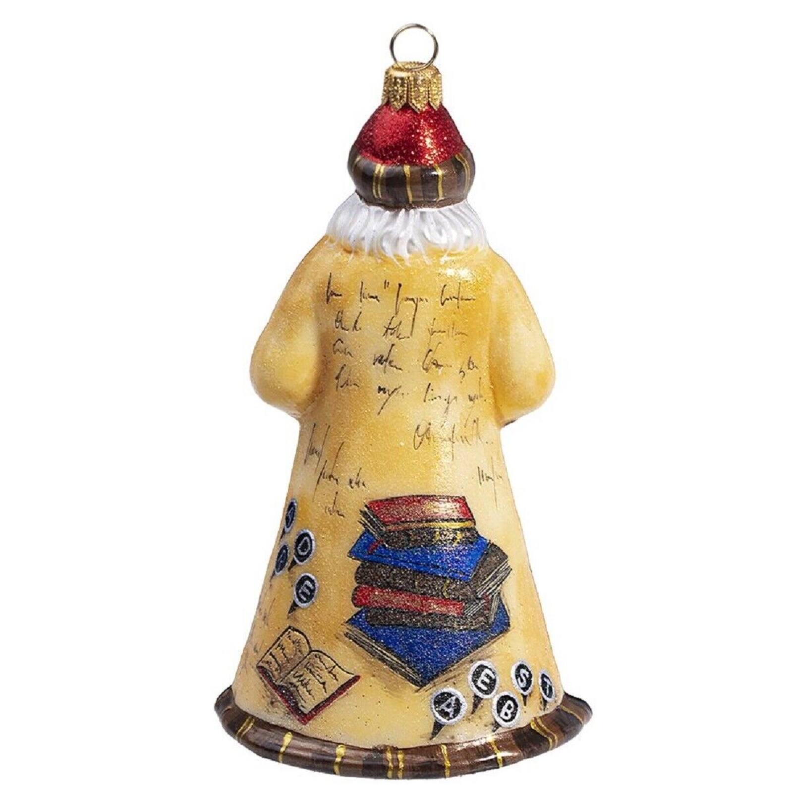 Angle. Joy to the World Collectibles - Joy To The World Glitterazzi Bookworm Santa Polish Glass Ornament - Multicolor.