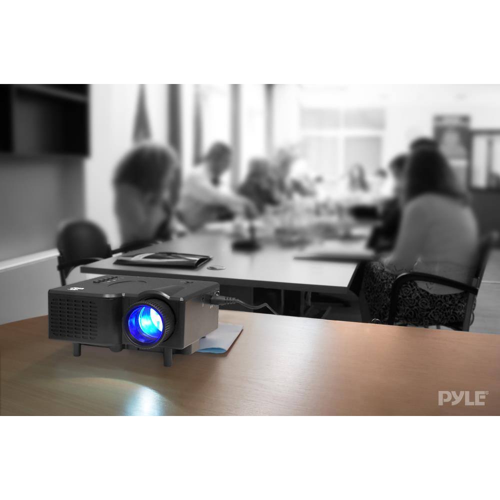 Back. Pyle - Pyle 1080p Multimedia Gaming Mini Projector - Full HD Portable Video Cinema Home Theater Projector w/ Built-in Stereo - Black.