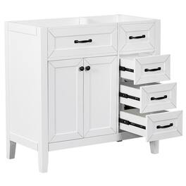 Loheer - 36 inch bathroom vanity base only Freestanding Cabinet with Drawers - White