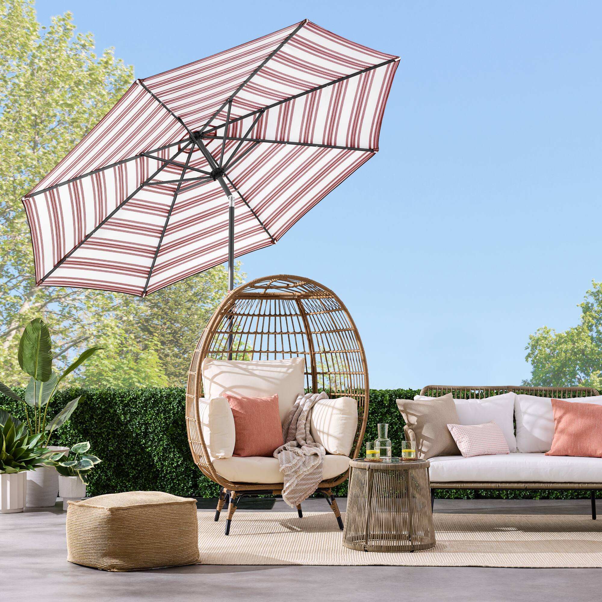 Alt View 1. Best Choice Products - Best Choice Products 10ft Solar LED Lighted Patio Umbrella w/ Tilt Adjustment, UV-Resistant Fabric - Burgundy - Striped Burgundy.