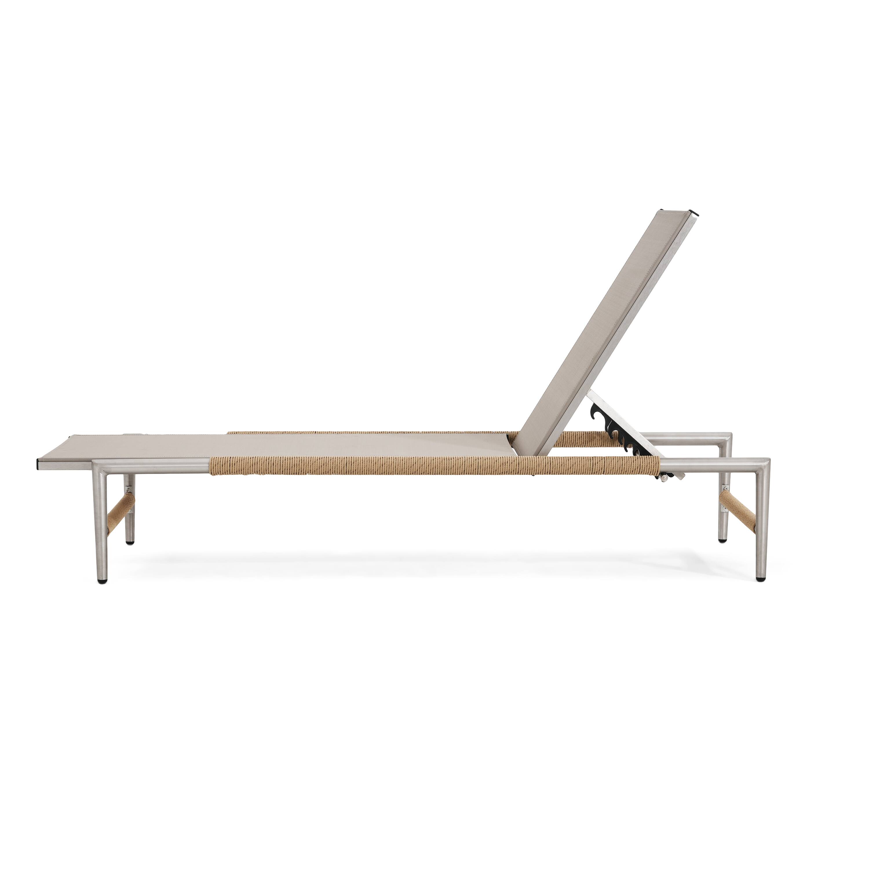 Alt View 2. Mondawe - Outdoor Patio Aluminum Chaise Lounge - Natural+Silver.