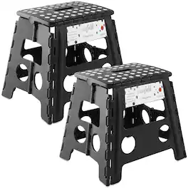 Casafield - Folding Step Stools with Handle (Set of 2) - Black
