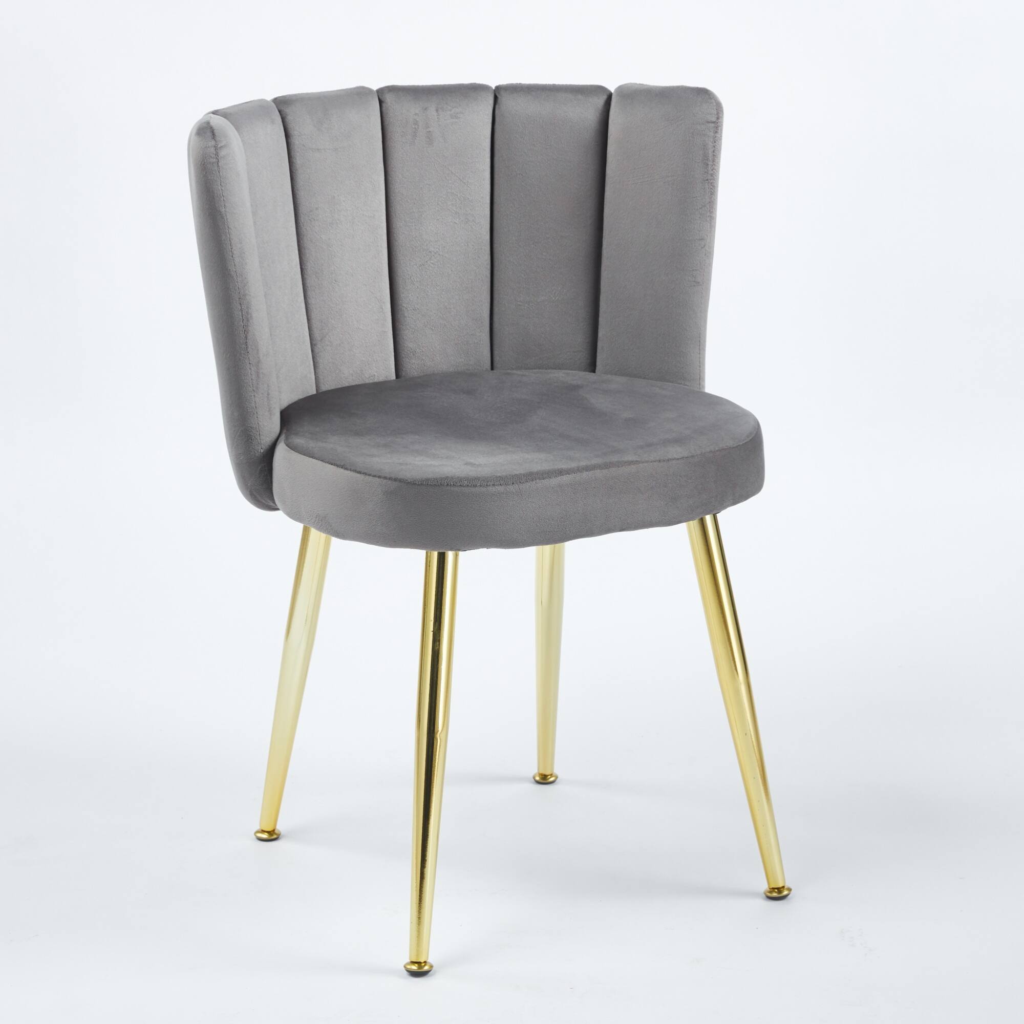 Angle. GOODSILO - Elegant Velvet Dining Chairs Set of 2 with Golden Iron Legs for Modern Living Spaces - Grey.