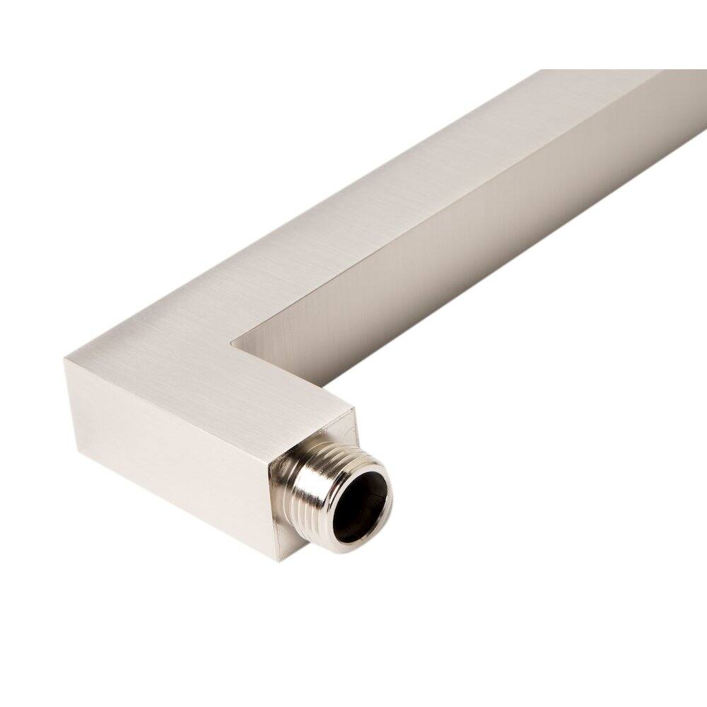 Angle. Alfi - Brushed Nickel 16" Square Wall Shower Arm - Silver.