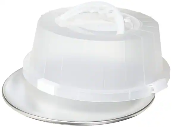 Front. Midwest - EZ Baker Uncoated Steel Cake and Pastry Bakeware Carrier with Locking Cover, 12'', Gray - Multi.