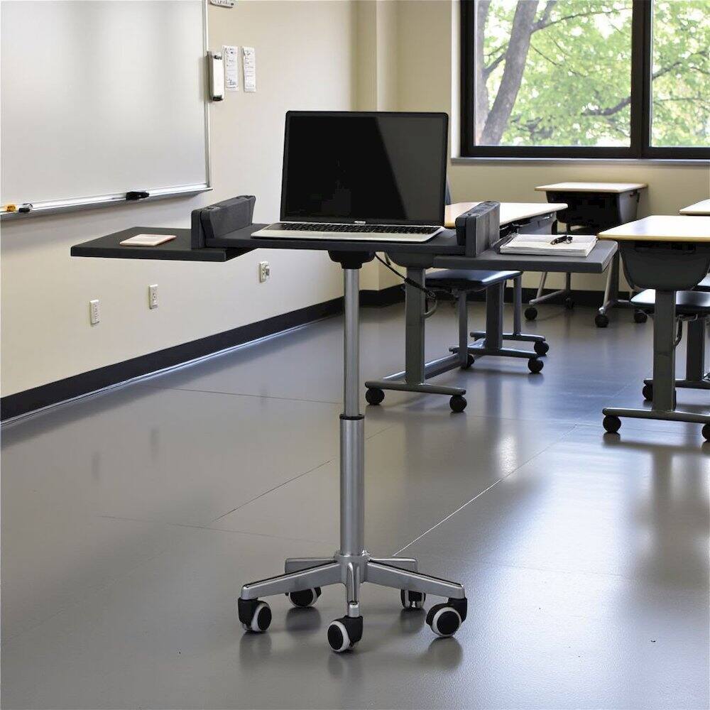 Alt View 6. FurniFact - Gray Folding Desk With Adjustable Height And Panels - Gray.