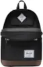 Herschel Supply Co. is a brand that offers high-quality products, including backpacks. The image features a black and brown Herschel backpack with a white tag. The backpack is designed to be functional and stylish, making it a popular choice among consumers.