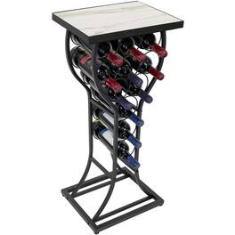 Sorbus - Freestanding Marble Wine Rack Console Table - Black