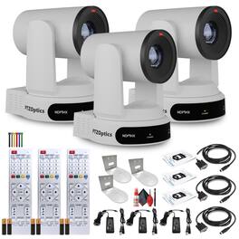 3 x PTZOptics Move 4K PTZ Camera with 30x Zoom (White) (PT30X-4K-WH-G3) + 3 x Wall Mount