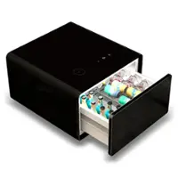 Livtab - Smart Side Table with Fridge, Wireless Charging, USB & Power Outlets, Motion Sensor Night Light, Perfect for Bedroom - BLACK - Front_Zoom