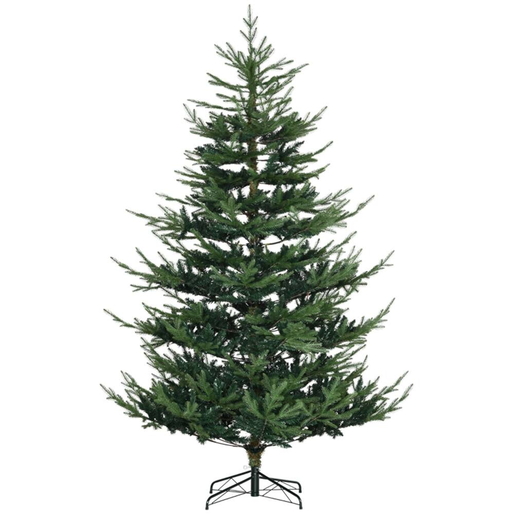 Front. VAVSEA - 7.5 ft Nordic Pine Christmas Tree, 1218 Tips Realistic Artificial Xmas Tree with Hinged Branches & Metal Base - Green.