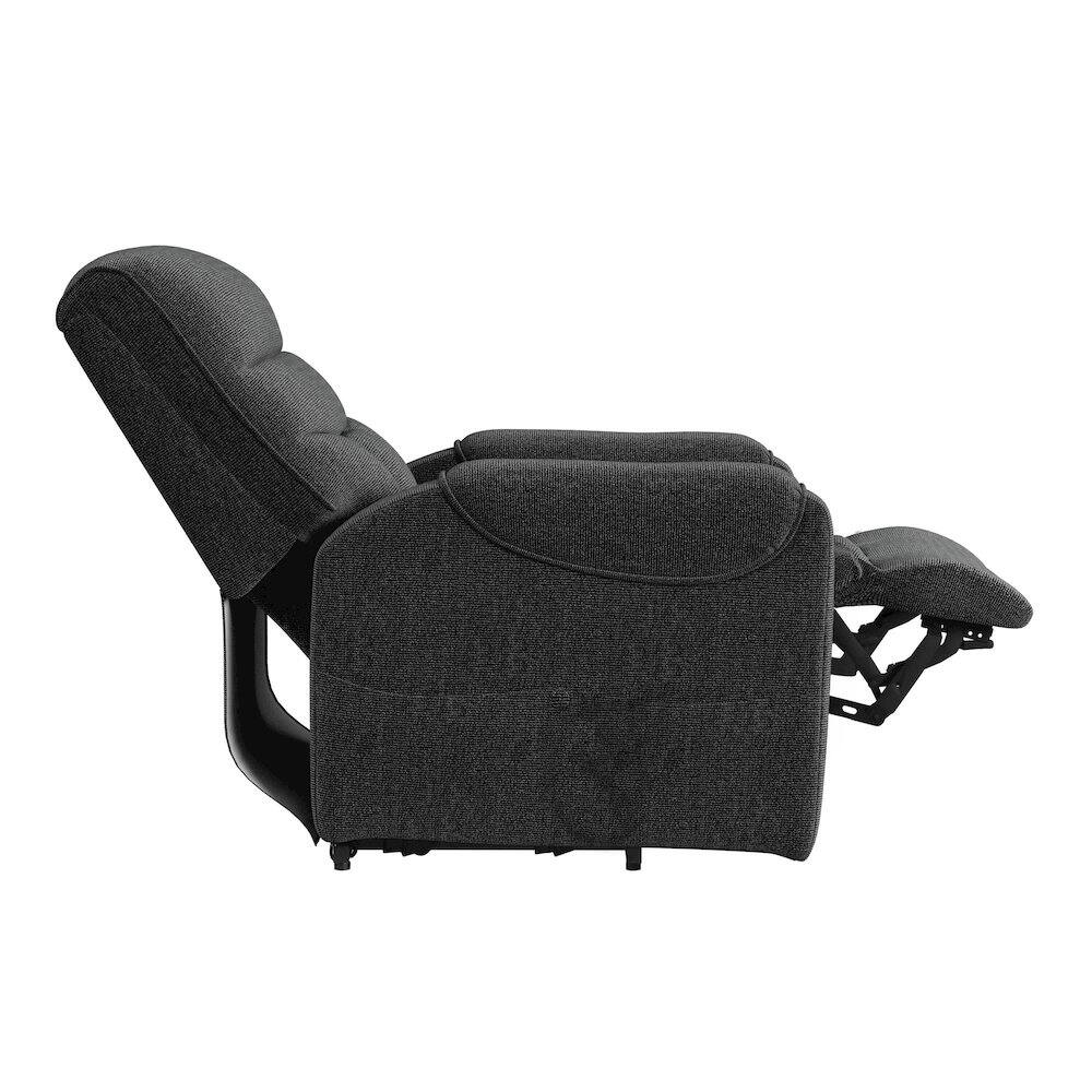 Left. Picket House Furnishings - Parker Power Lift Chair in Sahara Black - Black.