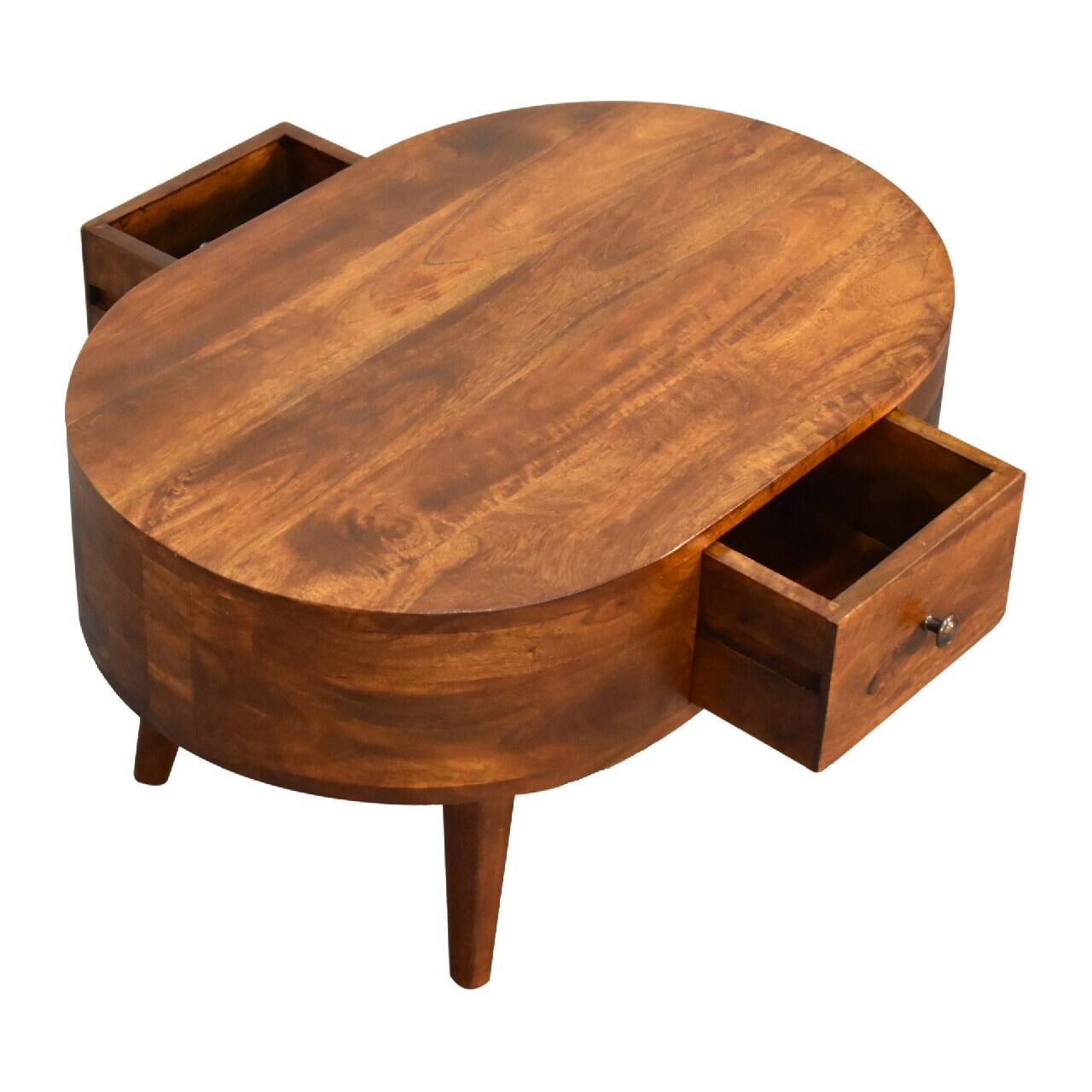 Alt View 3. Artisan Furniture - Artisan Furniture Solid Wood Mini Chestnut Rounded Coffee Table, 2 Drawers, Brown - Brown.