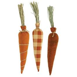 BreeBe - 3/Set Stuffed Felt & Buffalo Check Carrots - Orange