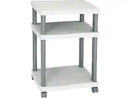 Safco - Wave 3-Shelf Plastic/Poly Mobile Printer Stand with Lockable Wheels - Light Gray/Charcoal