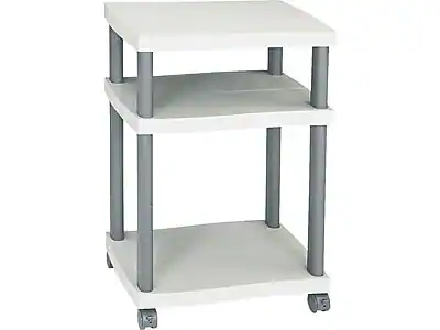 Front. Safco - Wave 3-Shelf Plastic/Poly Mobile Printer Stand with Lockable Wheels - Light Gray/Charcoal.