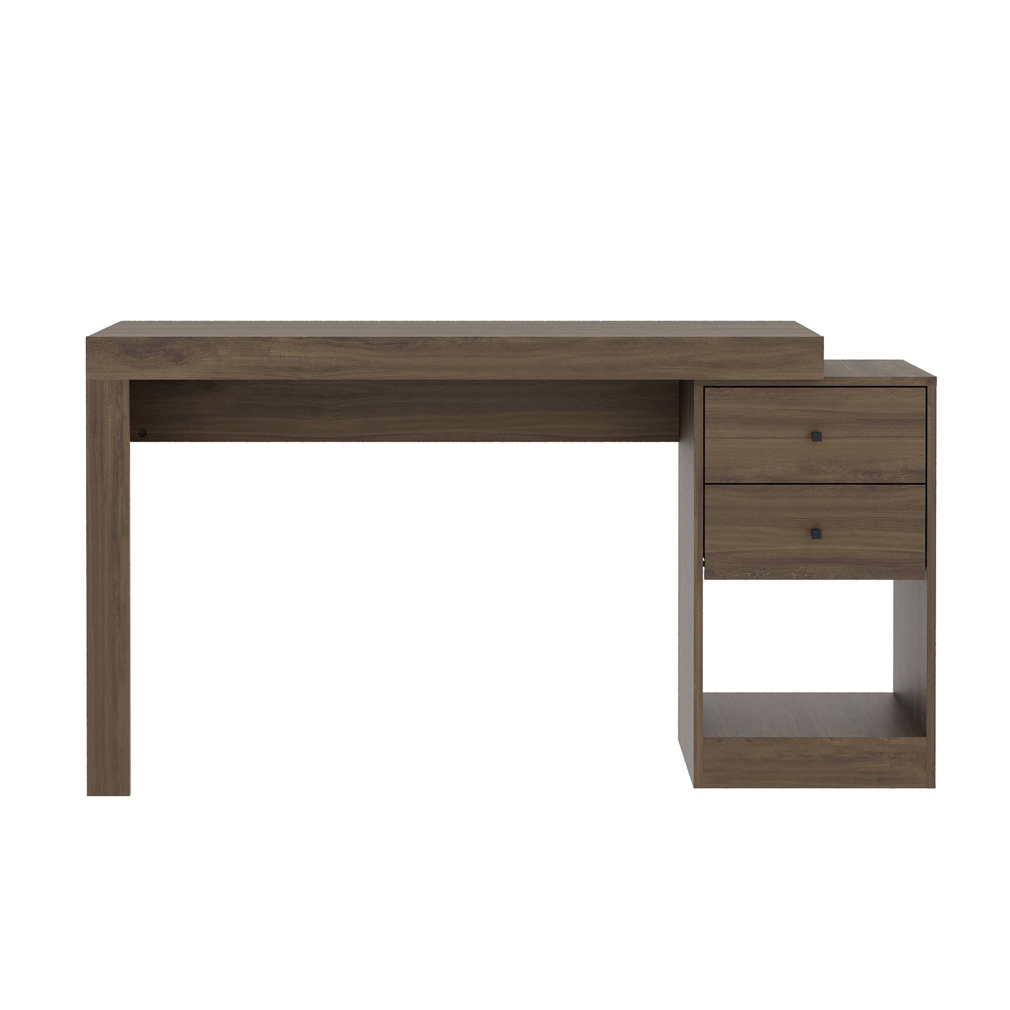 Alt View 6. GOODSILO - Expandable Home Office Desk with Storage Drawers and Shelf - Walnut.