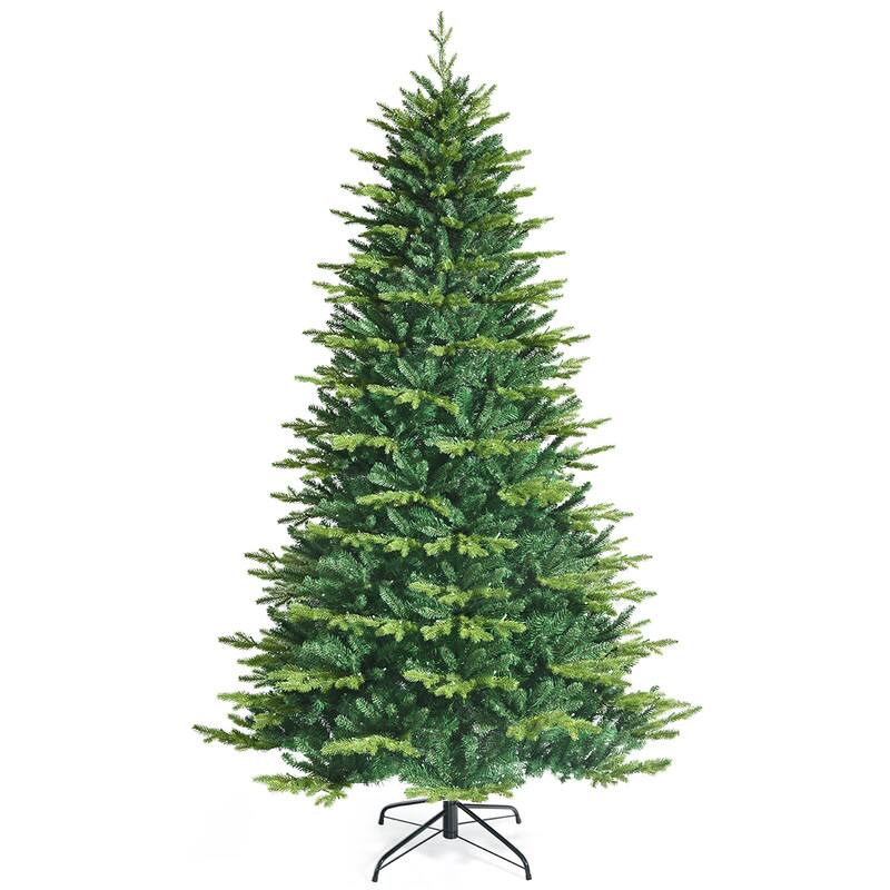 WELLFOR - 8ft Pre‑Lit Artificial Christmas Tree, Hinged Xmas Tree with 2956 Branch Tips,670 LED Lights& APP Control - Green
