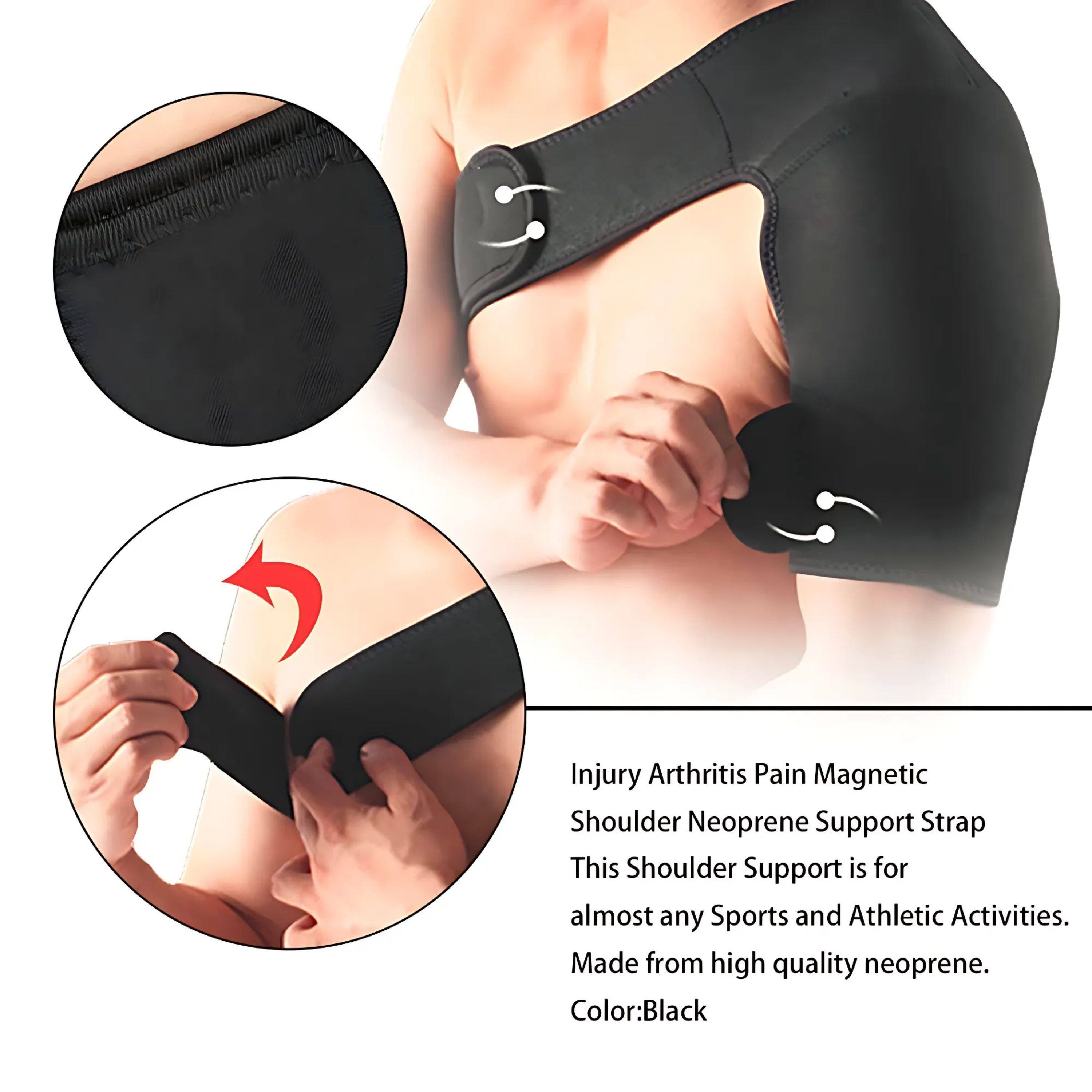 Injury Arthritis Pain Magnetic Shoulder Neoprene Support Strap  
This Shoulder Support is for almost any Sports and Athletic Activities.  
Made from high quality neoprene.  
Color: Black