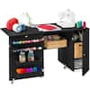 Front. Best Choice Products - Best Choice Products Large Portable Multipurpose Folding Sewing Table w/ Magnetic Doors, Craft Storage - Black - Black.