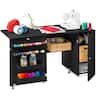 Best Choice Products - Large Portable Multipurpose Folding Sewing Table w/ Magnetic Doors, Craft Storage - Black