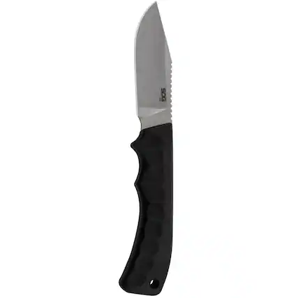 Front. SOG - SOG ACE Knife with 3.8" Fixed Stone Wash Finish Blade and Black Sheath.