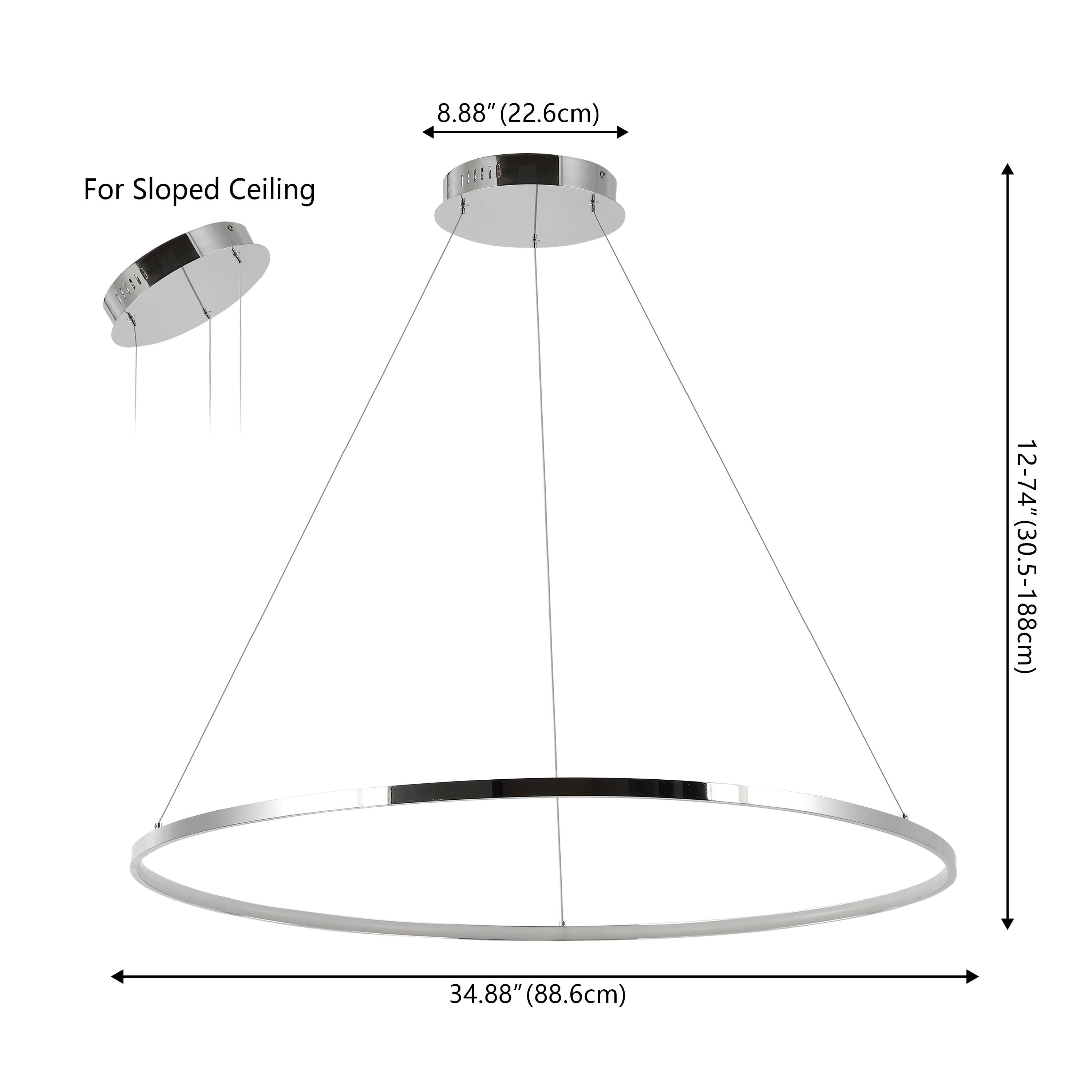 8.88" (22.6cm) For Sloped Ceiling  
12-74" (30.5-188cm)  
34.88" (88.6cm)