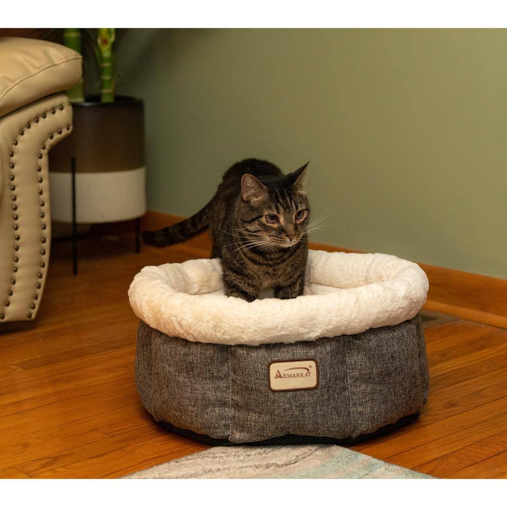 Back. Armarkat - Cozy Cat Bed In Beige And Gray - Beige.