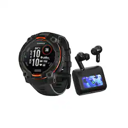 Garmin - Instinct 3 50mm Solar GPS Smartwatch (Black/Charcoal) Bundle with Earbuds - Black - (2026)