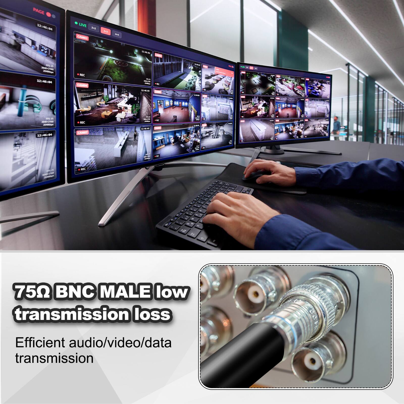 PAGE 1: 4 UVE - CAMPN - - 2 .. - . - 3:40 - CAMA - - - - - -- - - - I - CAMIT : -- 1 P2 N - - - - . - - - - . 11 750 BNC MALE low transmission loss Efficient audio/video/data transmission

75Ω BNC MALE low transmission loss
Efficient audio/video/data transmission