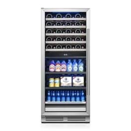 Yeego - 24 Inch Built-In Dual Zone Wine Cooler Refrigerator, Holds 40 Bottles & 112 Cans, for Home, Bar, Office - Stainless Steel