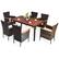 Front. Costway - 7PCS Patio Rattan Dining Set 6 Stackable Chairs Cushioned - Brown.