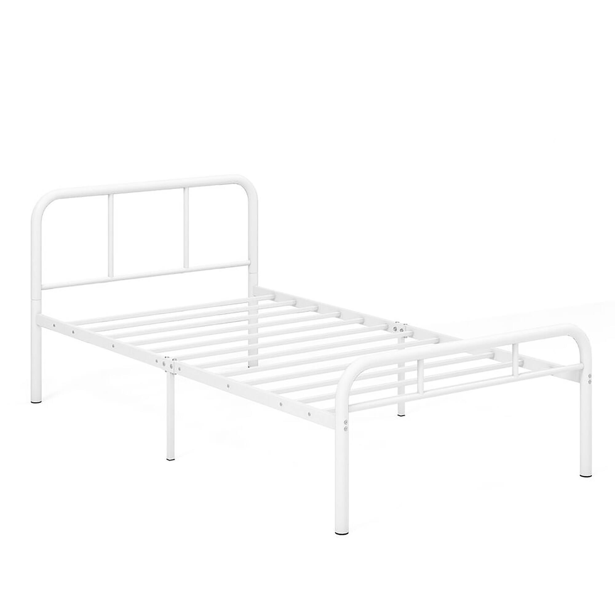 Alt View 1. Gymax - Gymax 12-Inch Twin Bed Frame Modern Metal Platform Bed w/ Headboard & Footboard White - White.