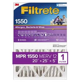 Filtrete - Ultra 20 in. W X 25 in. H X 5 in. D Polyester 1550 MPR Pleated Allergen Air Filter 1 pk