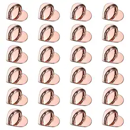 Unique Bargains - Metal Phone Charm Hook 0.8", 24pcs Adhesive Heart Shaped Finger Grip for Smartphones Keychain Tablet Case Accessories - Rose Gold