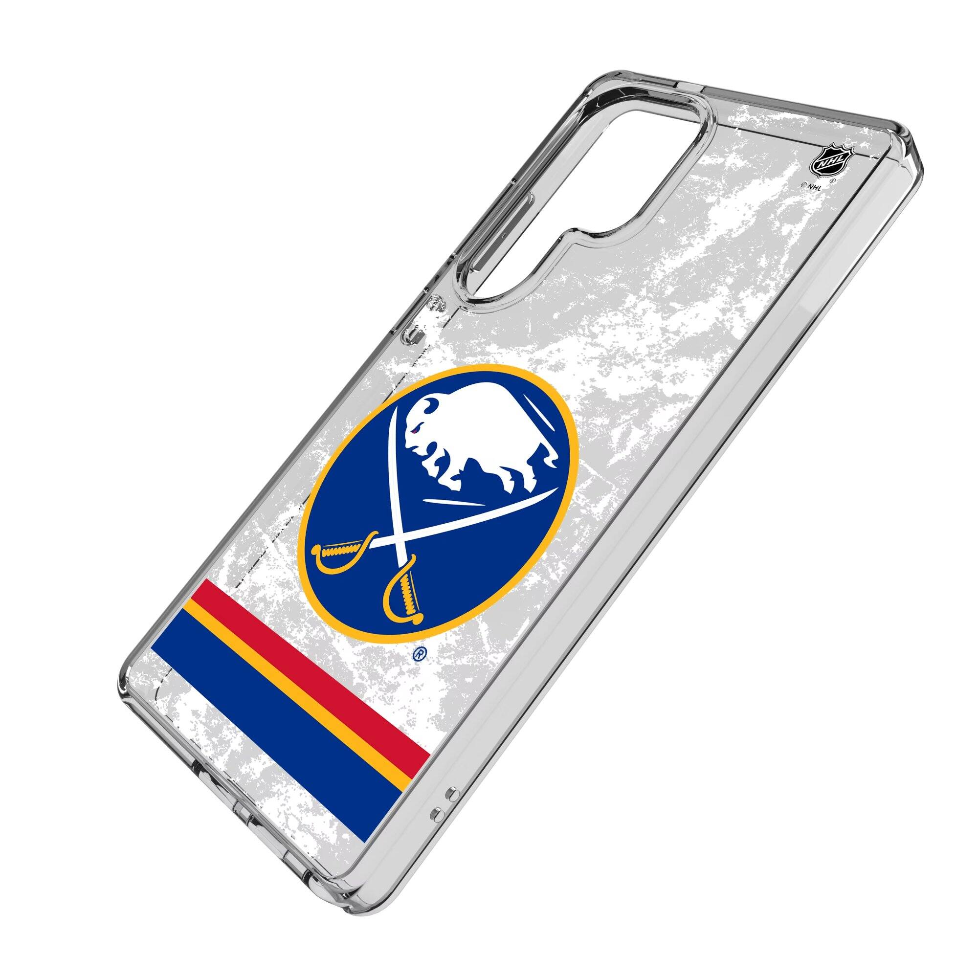 Alt View 1. Keyscaper - Buffalo Sabres Galaxy Stripe Clear Ice Case - S23 - Multicolor.