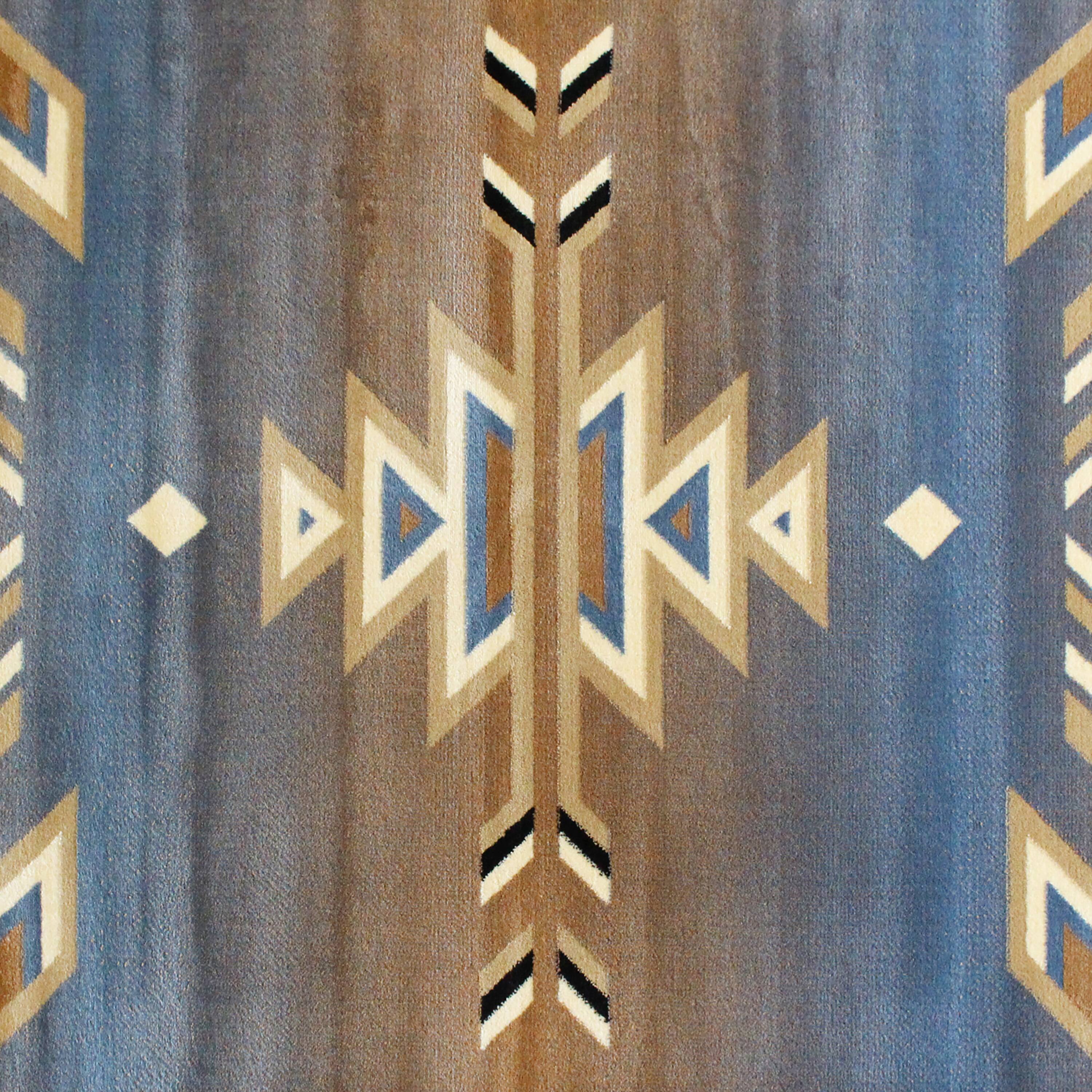 Alt View 6. Emma + Oliver - Reno Olefin Accent Rug with Southwestern Geometric Arrow Design and Natural Jute Backing - Blue.