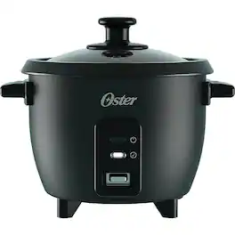 Oster - 6-Cup Electric Rice Cooker with Steamer Tray - Black
