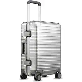 LUGGEX - All Aluminum Carry On Luggage with Wheels,Zipperless Hardshell Suitcase with TSA Lock - LX-ZX - Silver