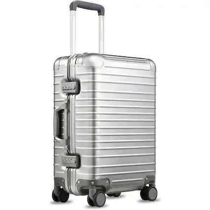 Front. LUGGEX - LUGGEX All Aluminum Carry On Luggage with Wheels,Zipperless Hardshell Suitcase with TSA Lock - ZX-Core - silver.