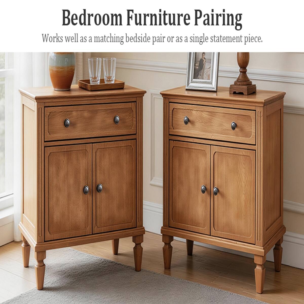 Bedroom Furniture Pairing  
Works well as a matching bedside pair or as a single statement piece.