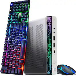 HP - Refurbished Excellent - Mini RGB Office Computer PC, G4 | Intel i5-8th 2.1GHz | 8GB DDR4 RAM | 256GB SSD | RGB KB & Mouse | Wi-Fi | Win11 - Black