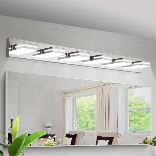 Alt View 1. LUCKY ONE - 6-Light Chrome LED Vanity Light, Wall Mount Sconce for Bathroom Mirror, Sleek Minimalist Design - Chrome.