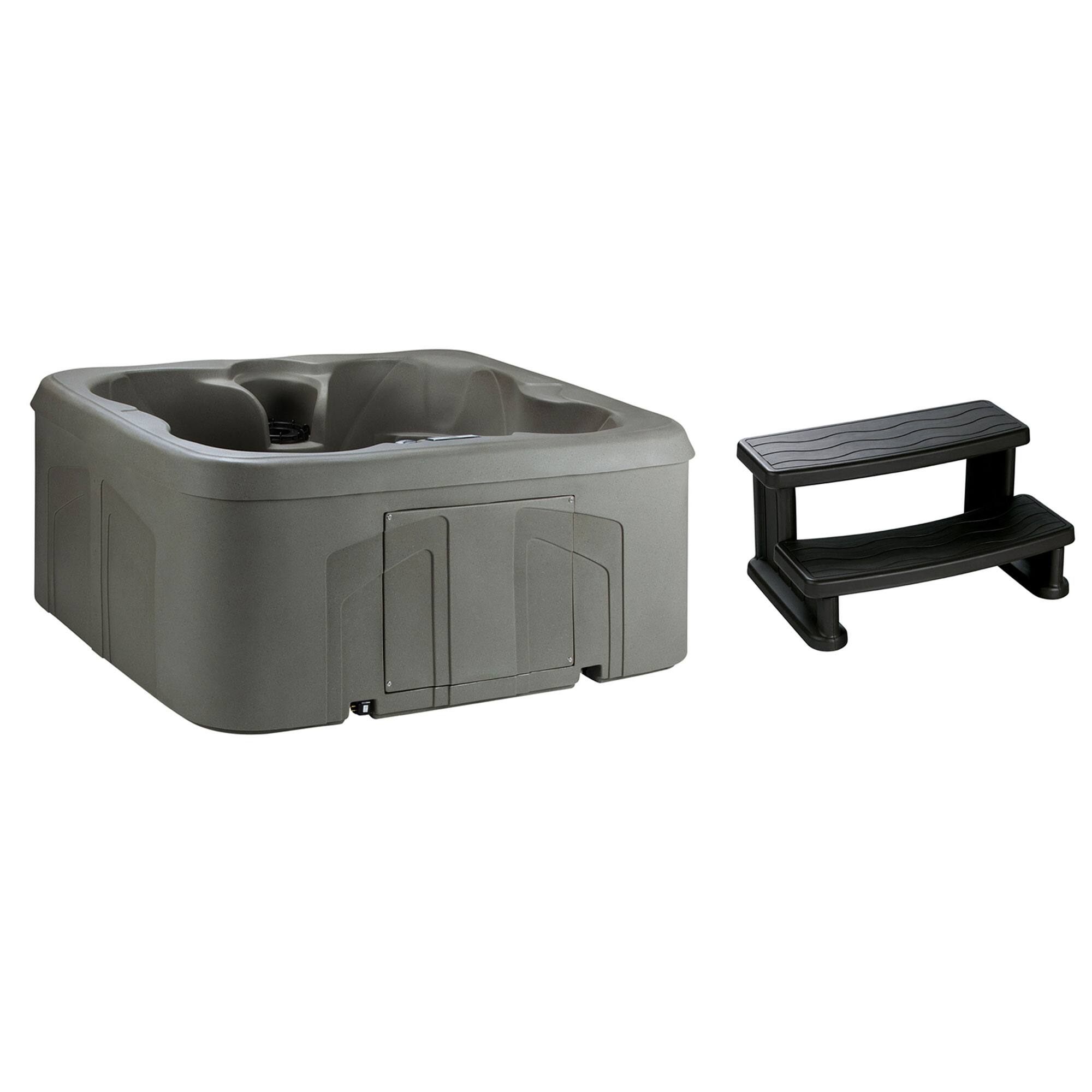 Front. Lifesmart - LifeSmart 4 Person Inflatable Hot Tub Spa, Side Step for Square & Round Hot Tubs - Taupe.