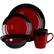 Alt View 4. Elama - Elama's Tanizia 16 Piece High Gloss Dinnerware Set - Red and Black.