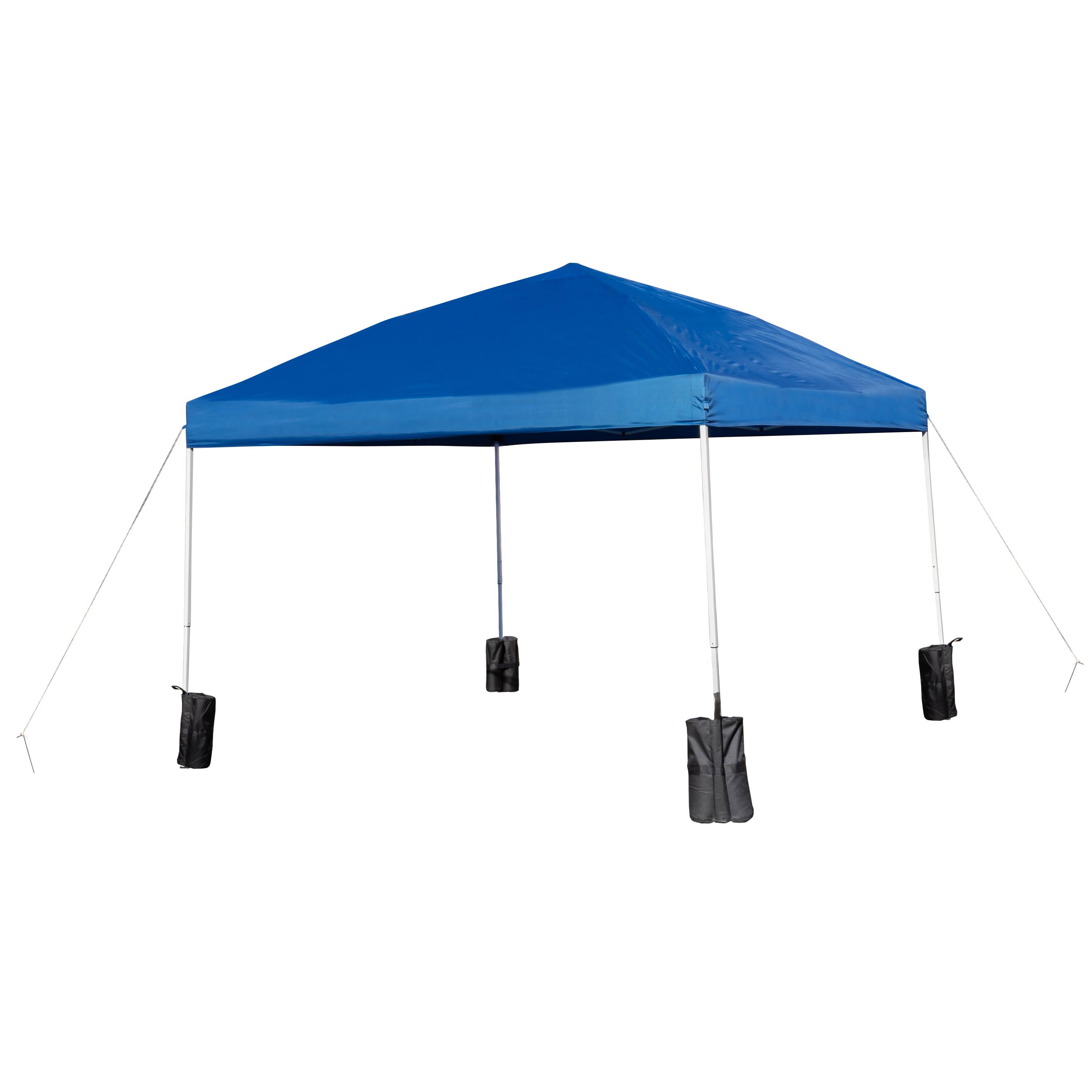 Alt View 1. Emma + Oliver - Ukko 10'x10'  Weather Resistant, UV Coated Pop Up Canopy Tent with Sandbags and Wheeled Case - Blue.