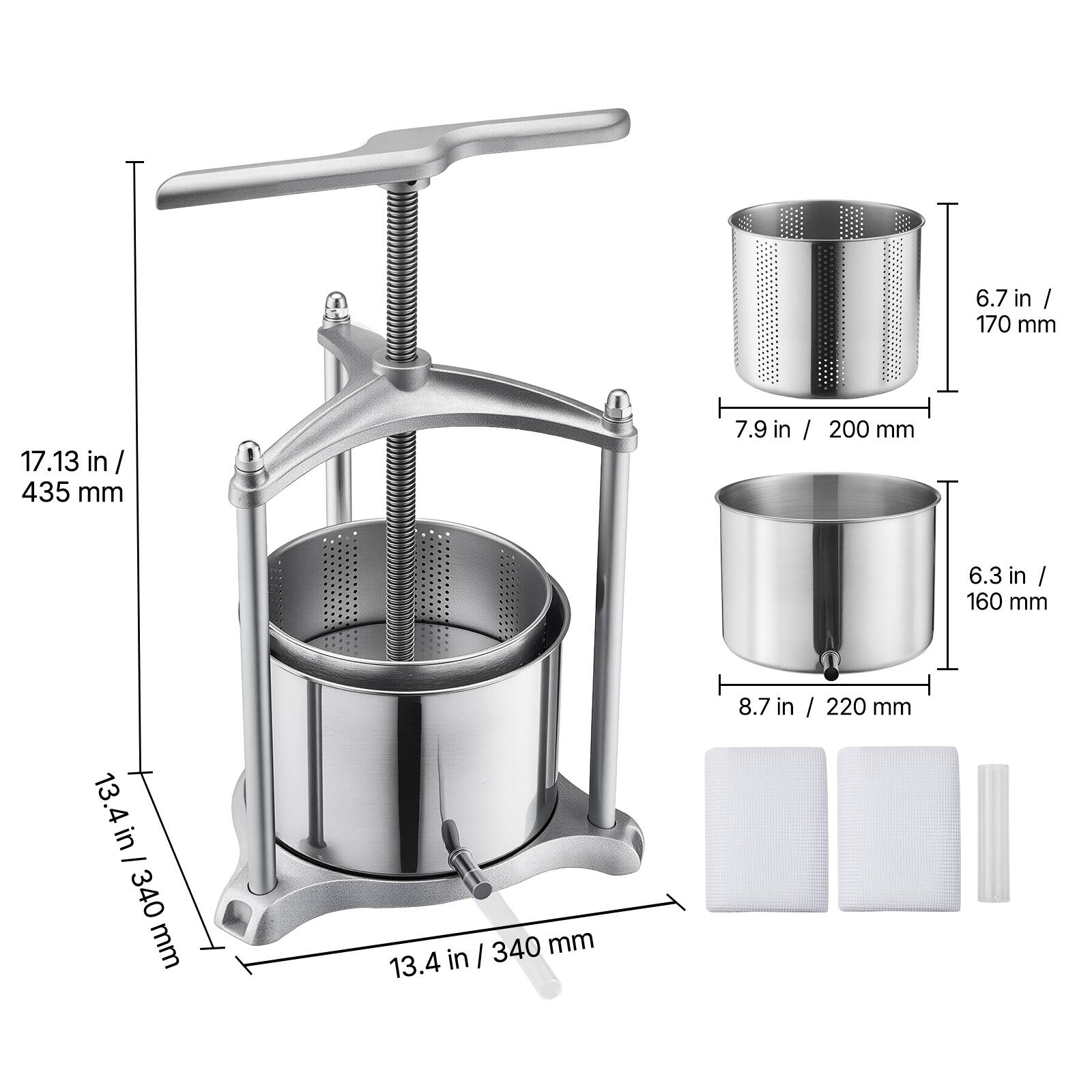 6.7 in / 170 mm  
17.13 in / 435 mm  
7.9 in / 200 mm  
6.3 in / 160 mm  
8.7 in / 220 mm  
13.4 in / 340 mm