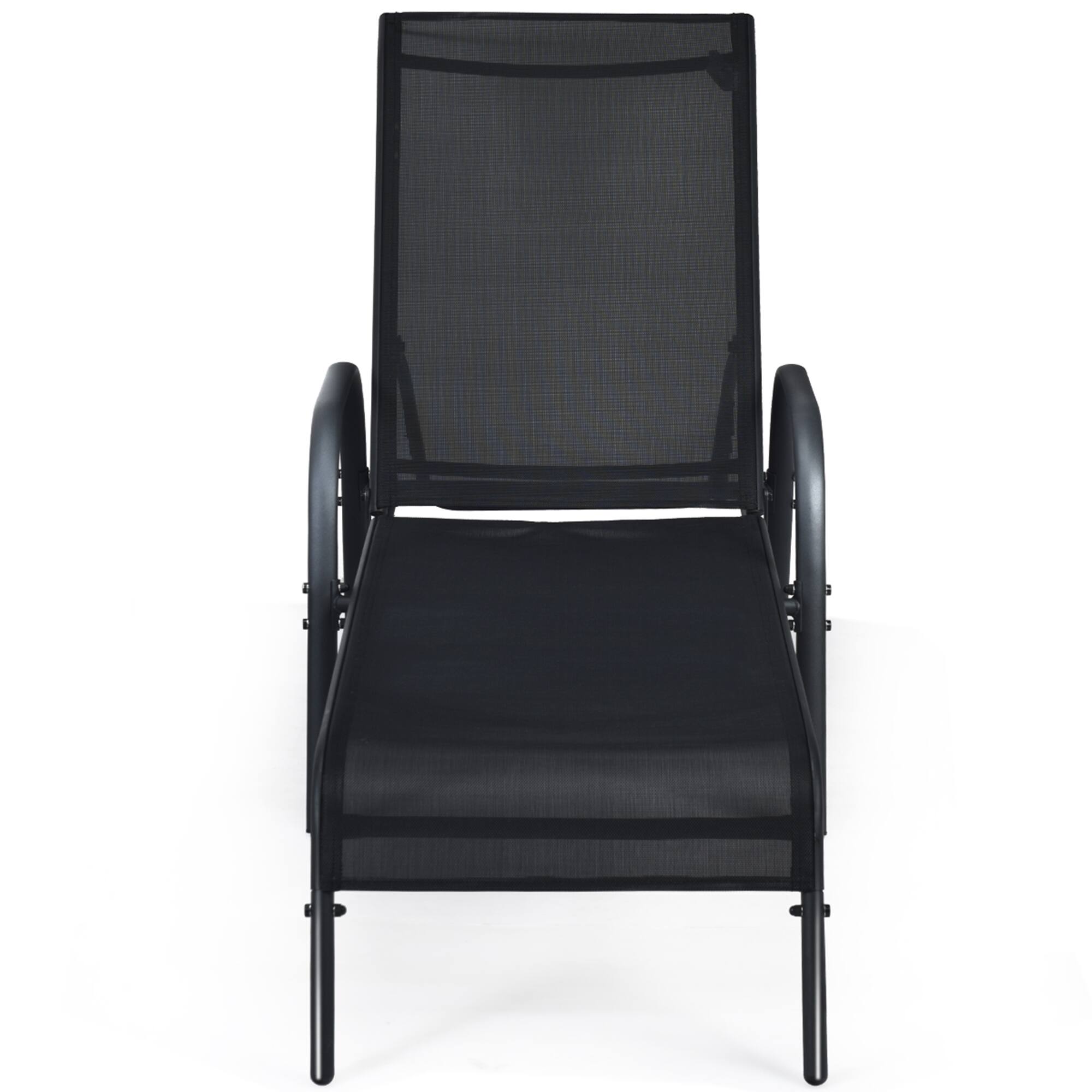 Alt View 4. Gymax - Gymax Adjustable Chaise Lounge Chair Recliner Patio Yard Outdoor w/ Armrest Black - Black.