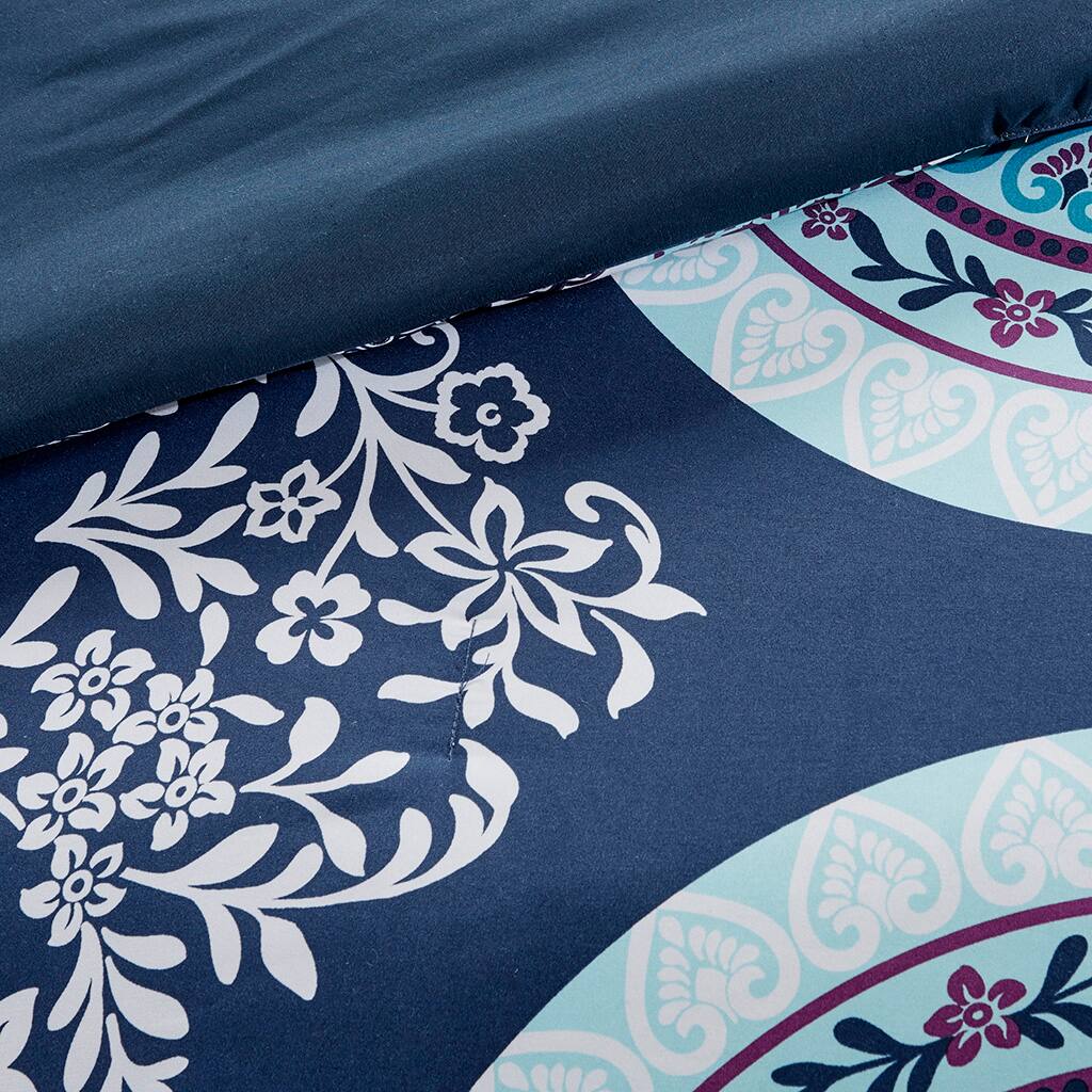 Alt View 5. Gracie Mills - Gracie Mills Yvonne 8-Piece Boho Medallion Comforter Set with Sheets - Navy.